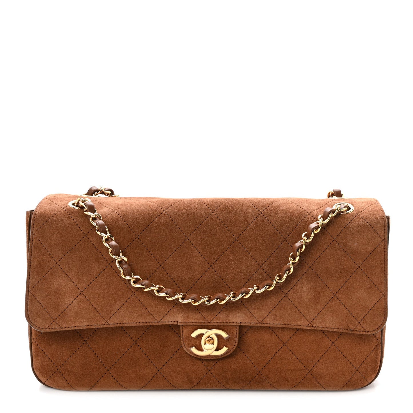 Suede Calfskin Small Souplissimo Maxi Flap Camel