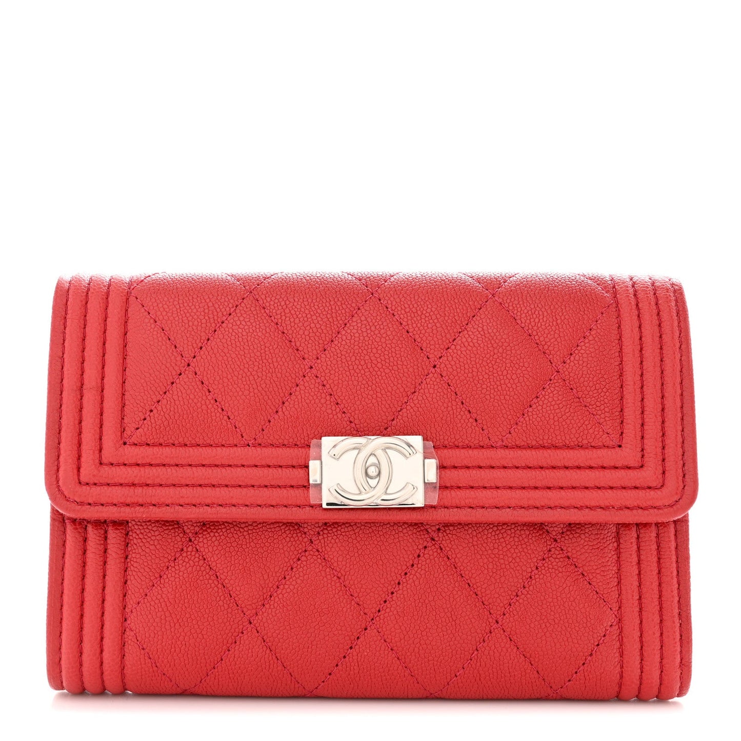 Caviar Quilted Medium Boy Flap Wallet Red