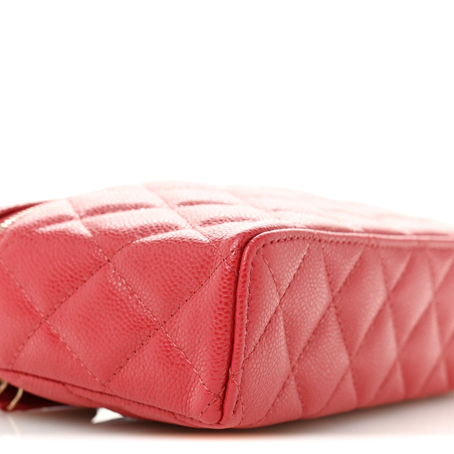 Caviar Quilted Top Handle Slim Vanity With Chain Red