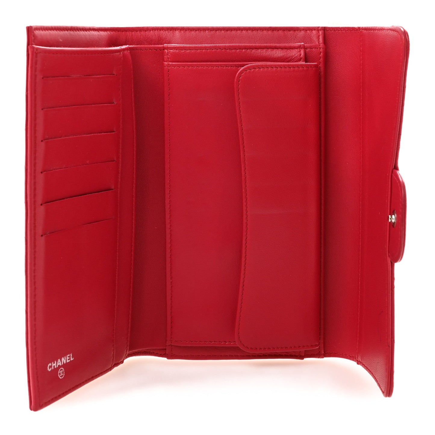 Lambskin Quilted Large Flap Wallet Dark Pink