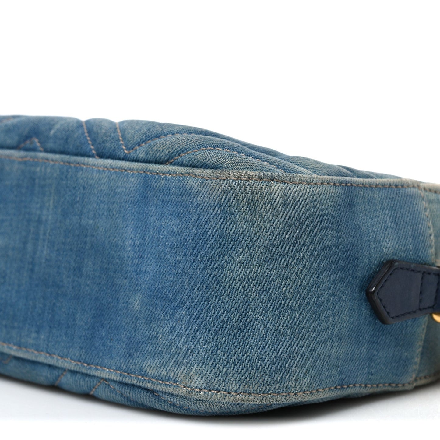 Denim Matelasse Small Pearly GG Marmont Chain Shoulder Bag Blue