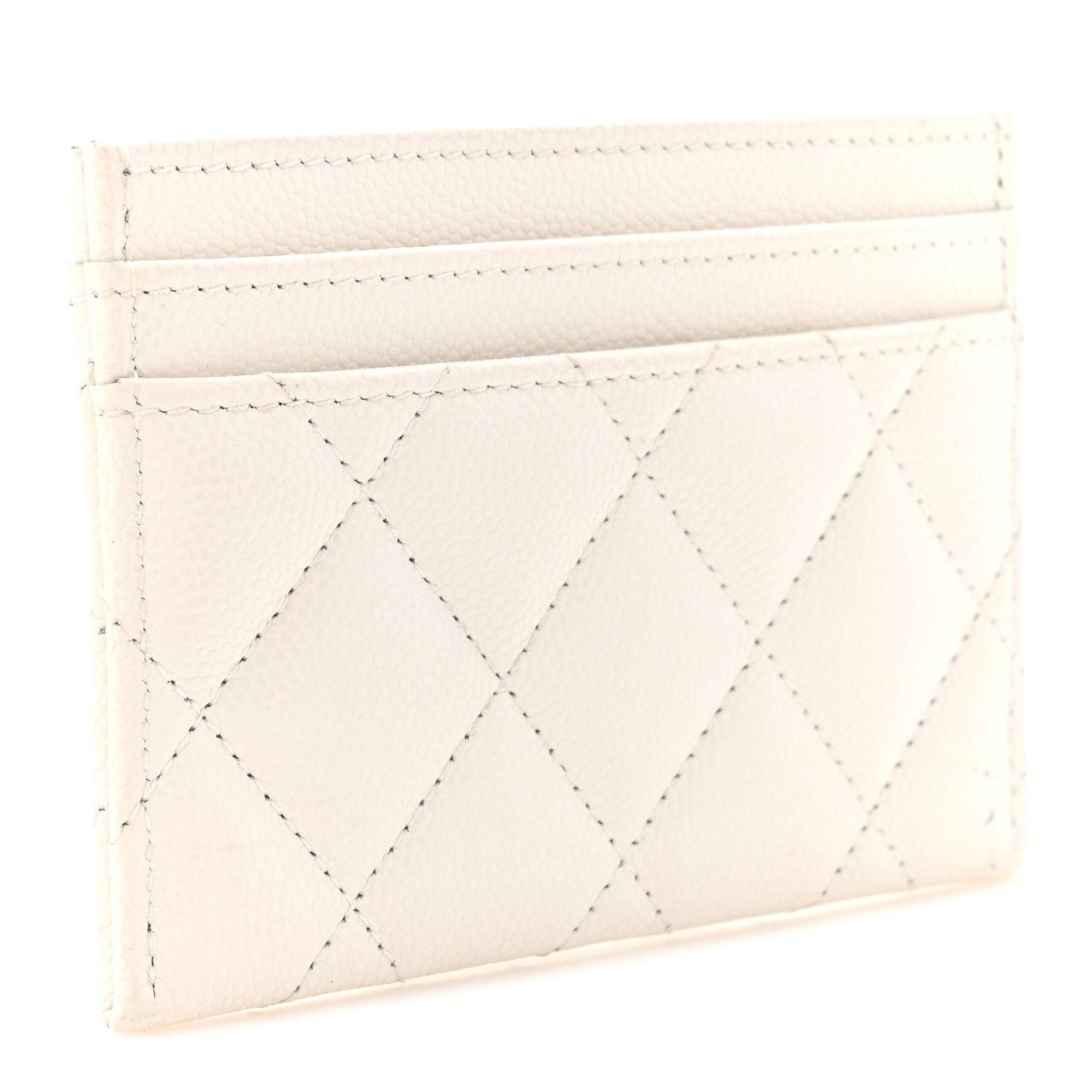 Caviar Quilted Crystal Card Holder White