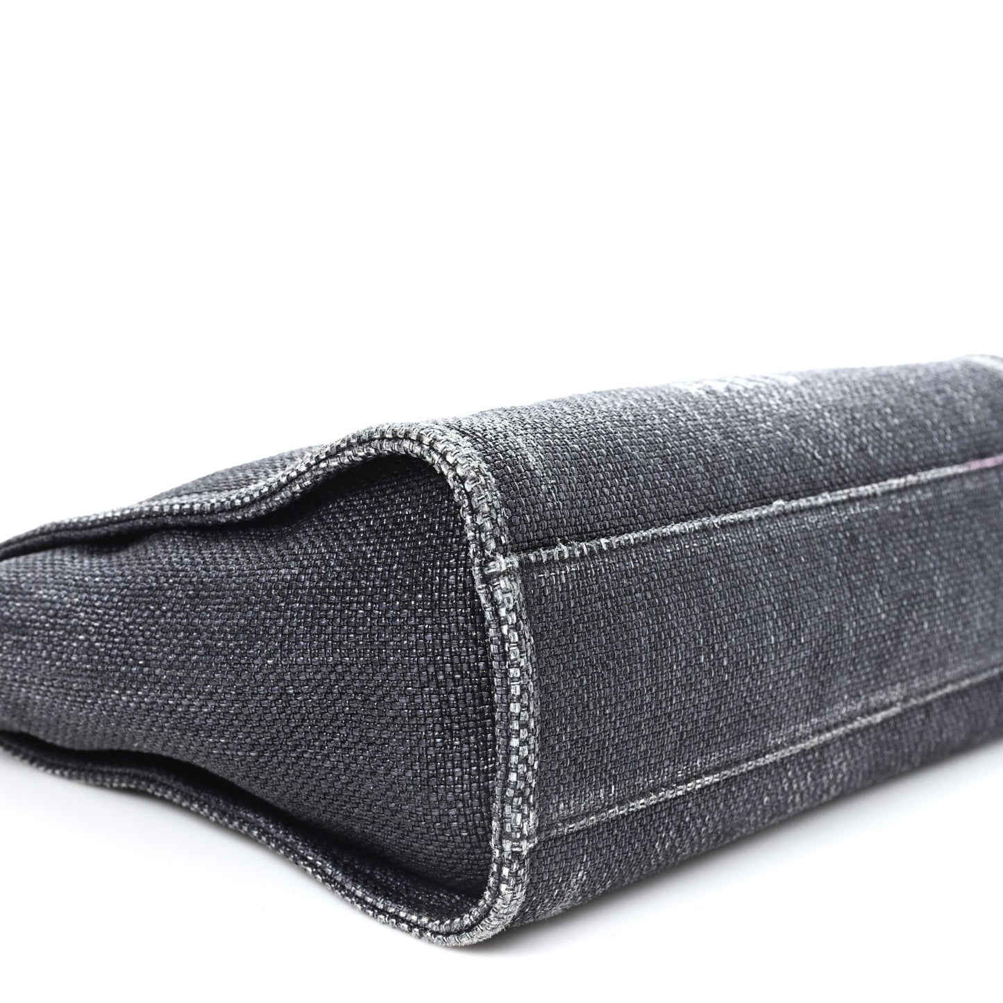 Woven Straw Raffia Small Deauville Tote Charcoal