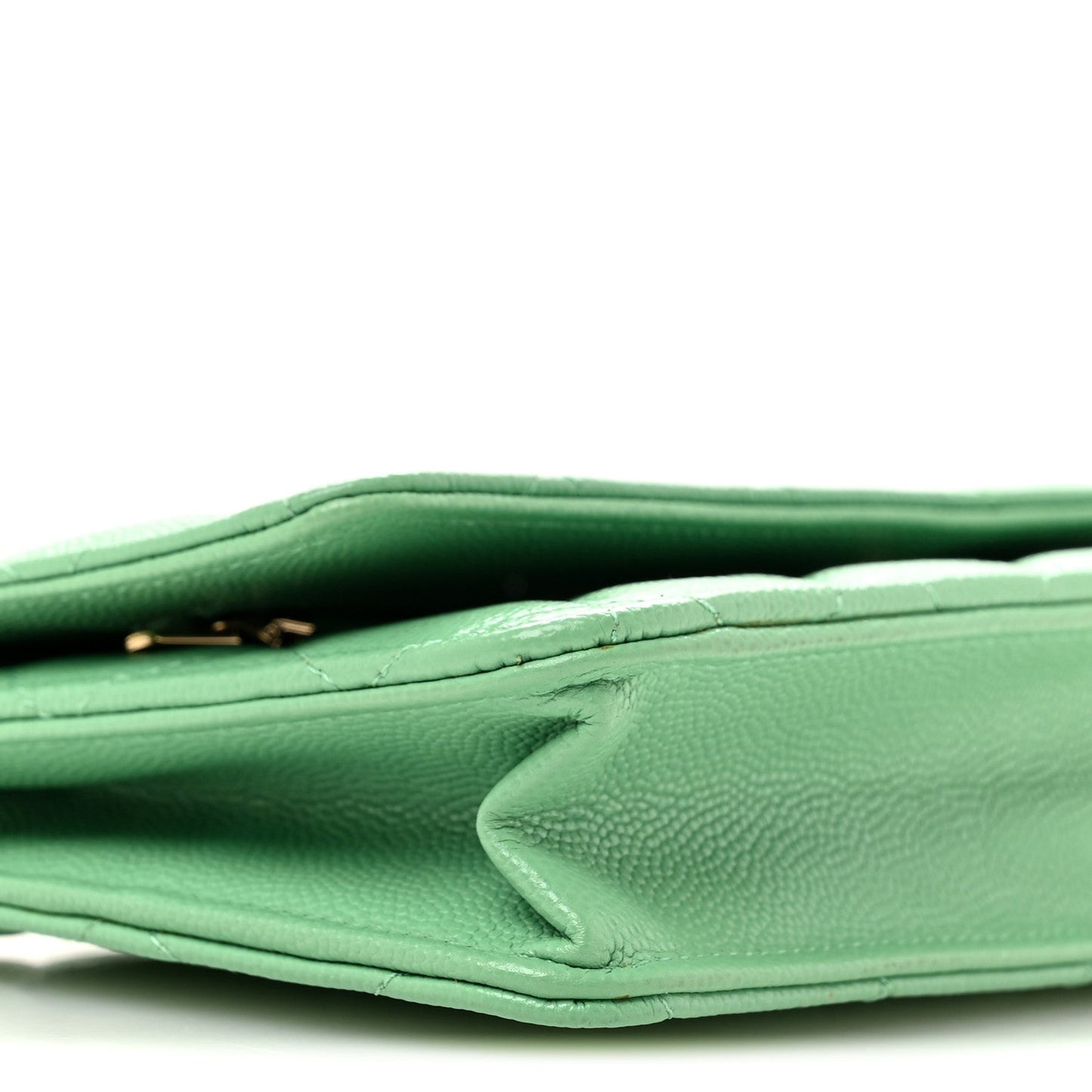 Caviar Quilted Wallet On Chain WOC Green