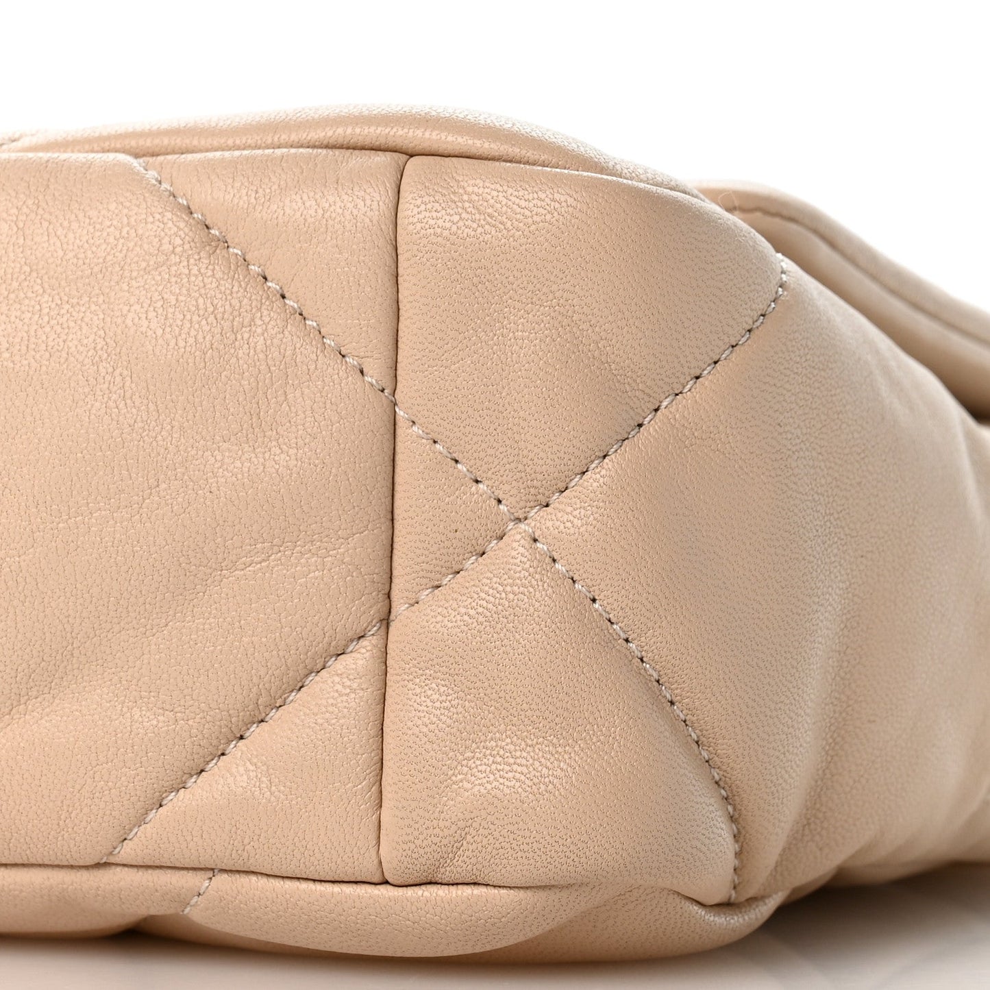 Goatskin Quilted Medium Chanel 19 Flap Light Beige