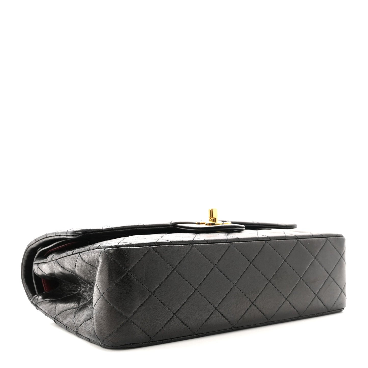 Lambskin Quilted Medium Double Flap Black