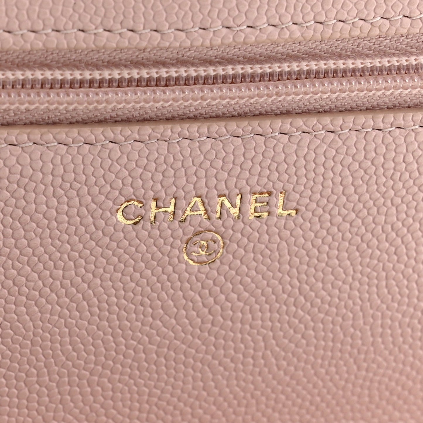 Caviar Quilted Crystal Enamel CC Wallet On Chain WOC Light Pink
