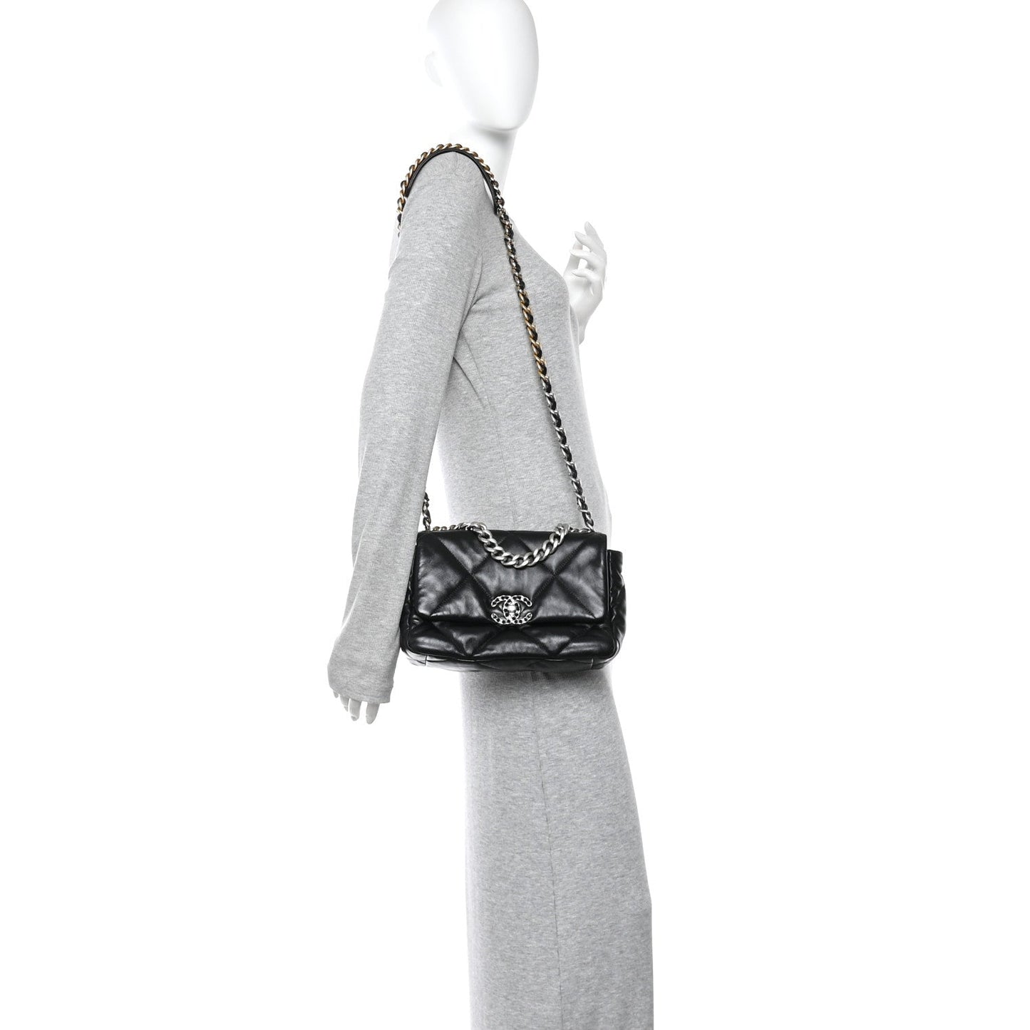 Lambskin Quilted Medium Chanel 19 Flap Black