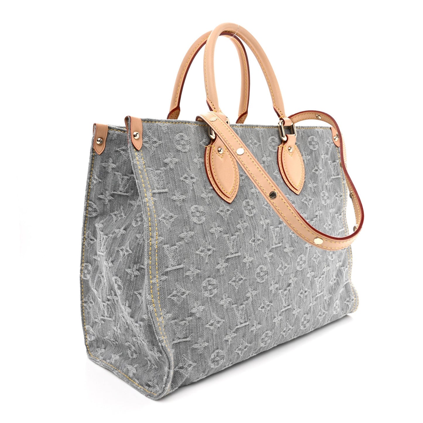 Monogram Denim Onthego MM Washed Gray