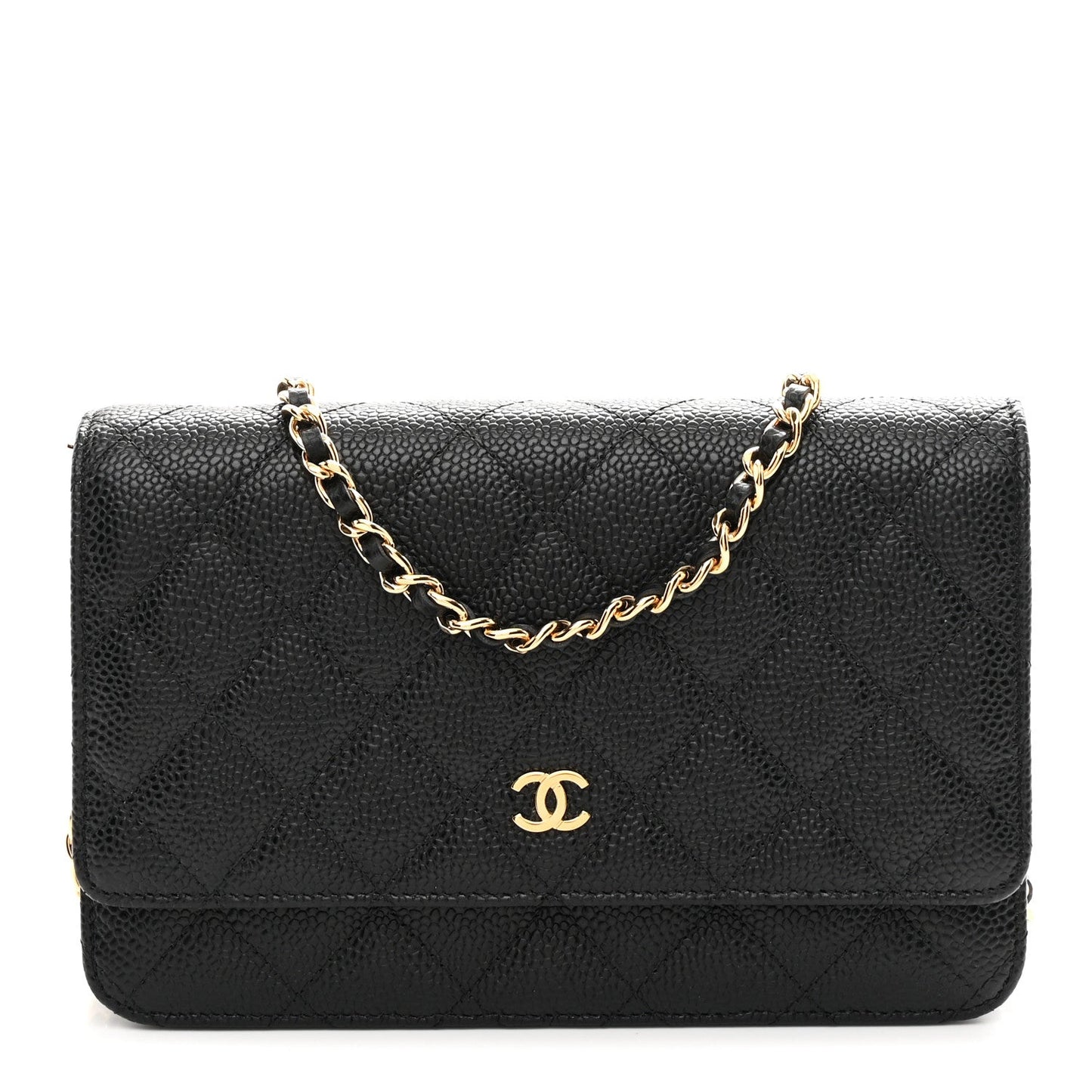 Caviar Quilted Wallet on Chain WOC Black