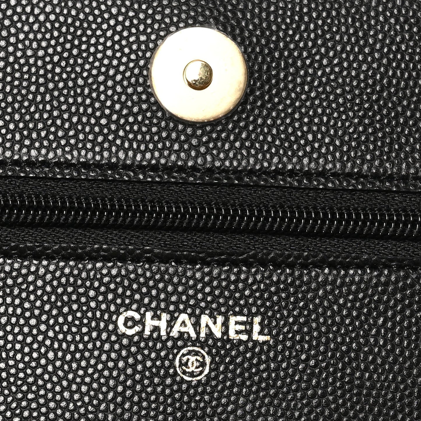 Caviar Quilted Enamel Coco Casino Wallet On Chain WOC Black