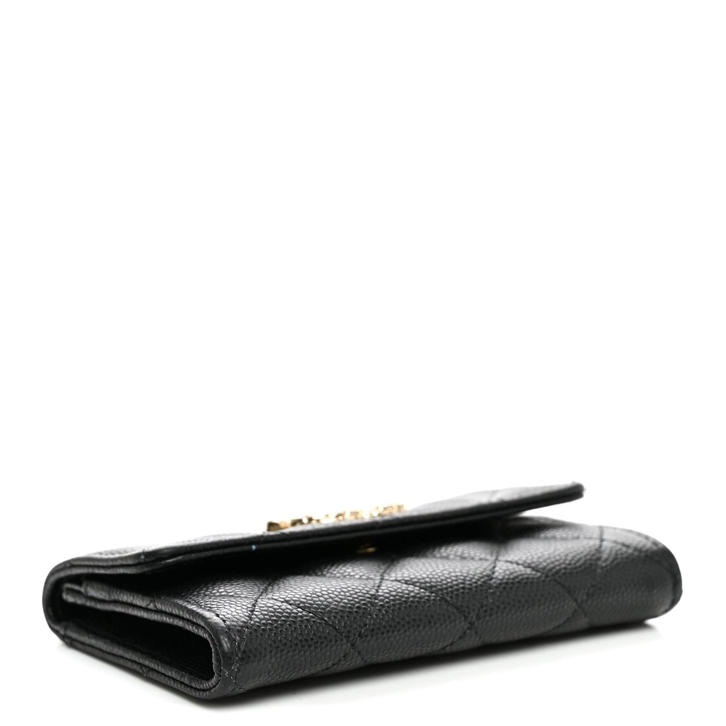Caviar Quilted Textured CC Flap Card Holder Black