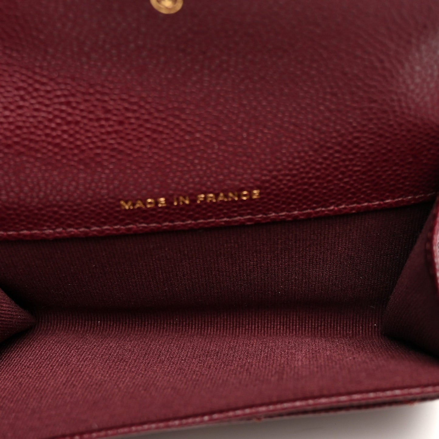 Caviar Quilted Flap Card Holder Wallet Burgundy