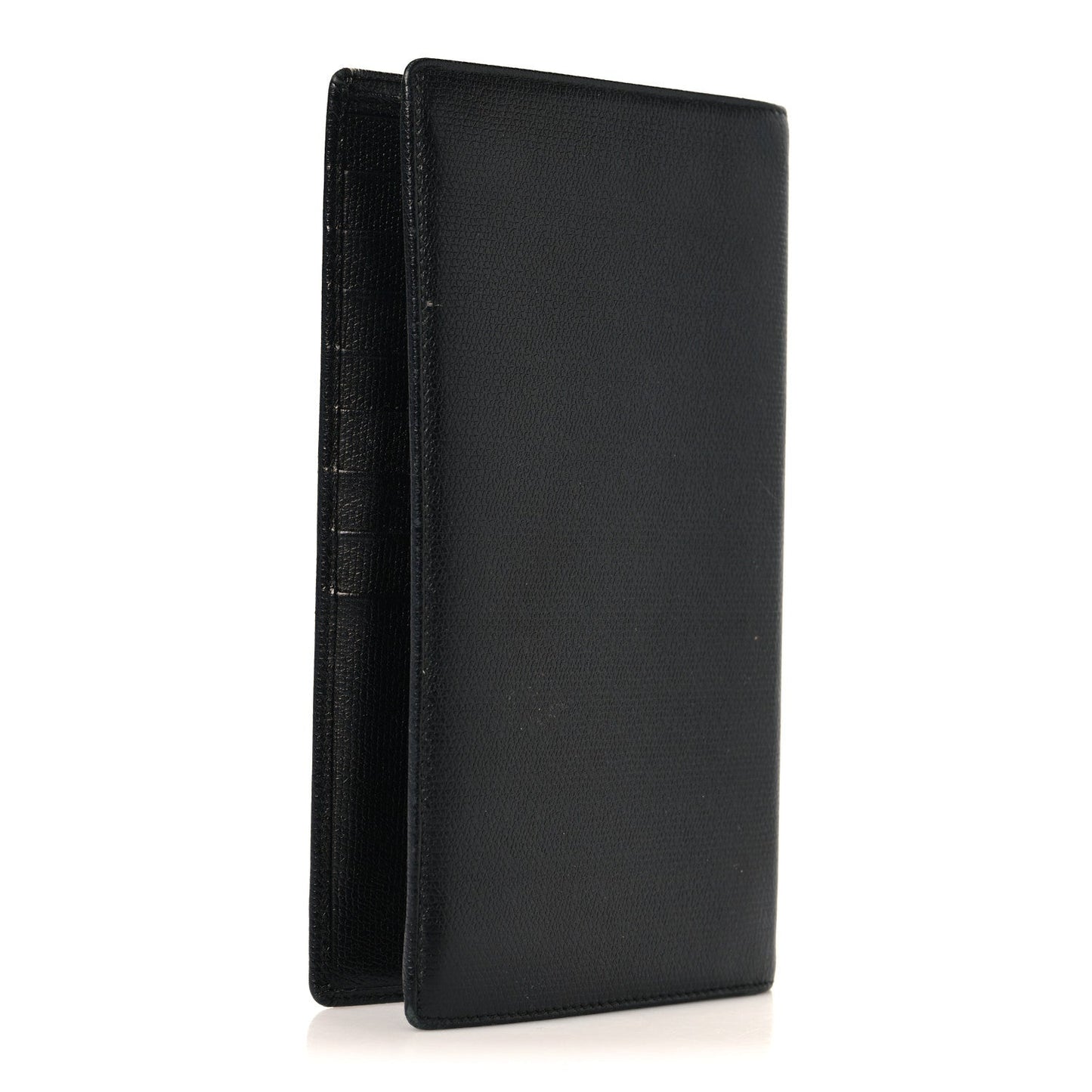 Grained Calfskin CC Button Yen Wallet Black