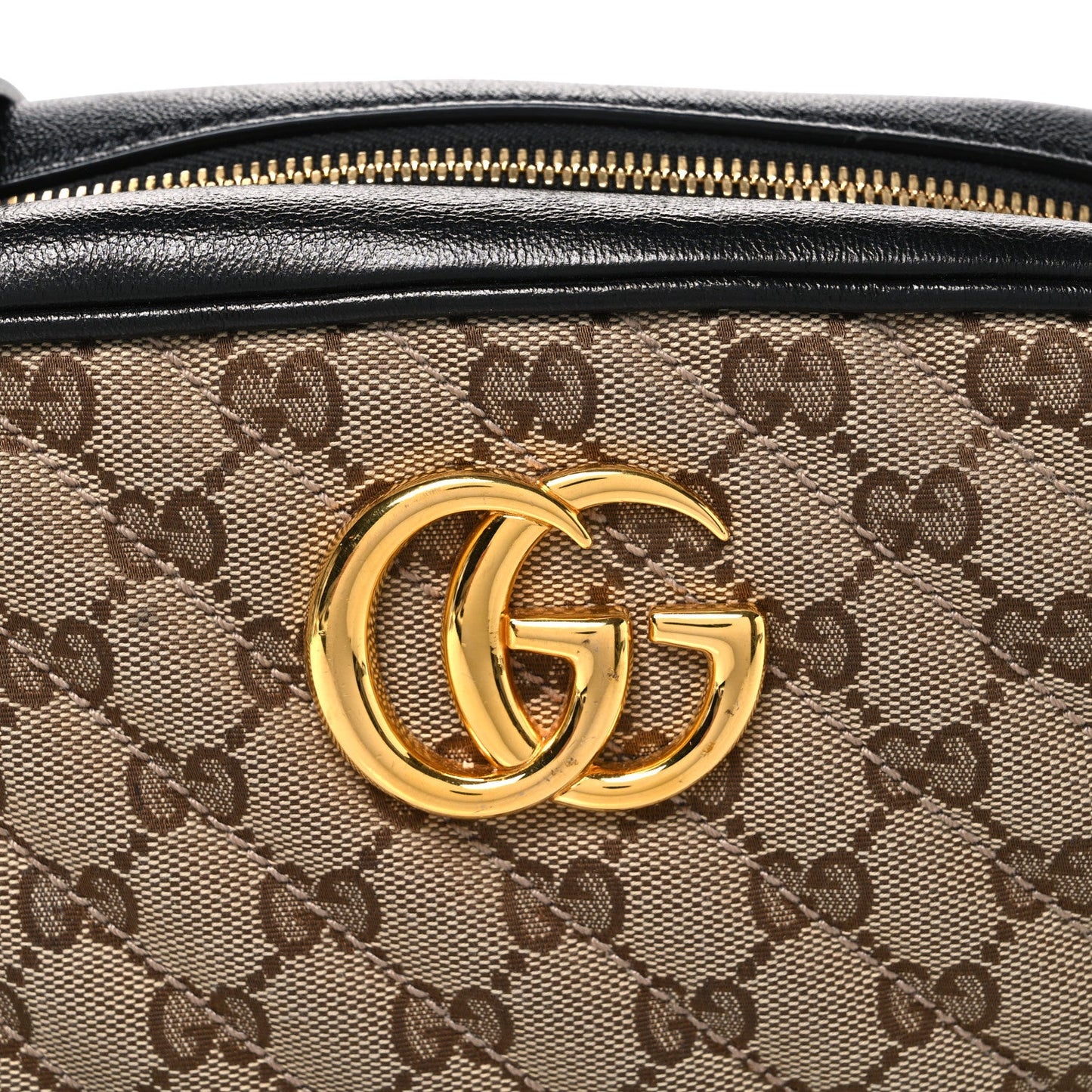Monogram Matelasse Diagonal Small GG Marmont Chain Shoulder Bag Beige Black