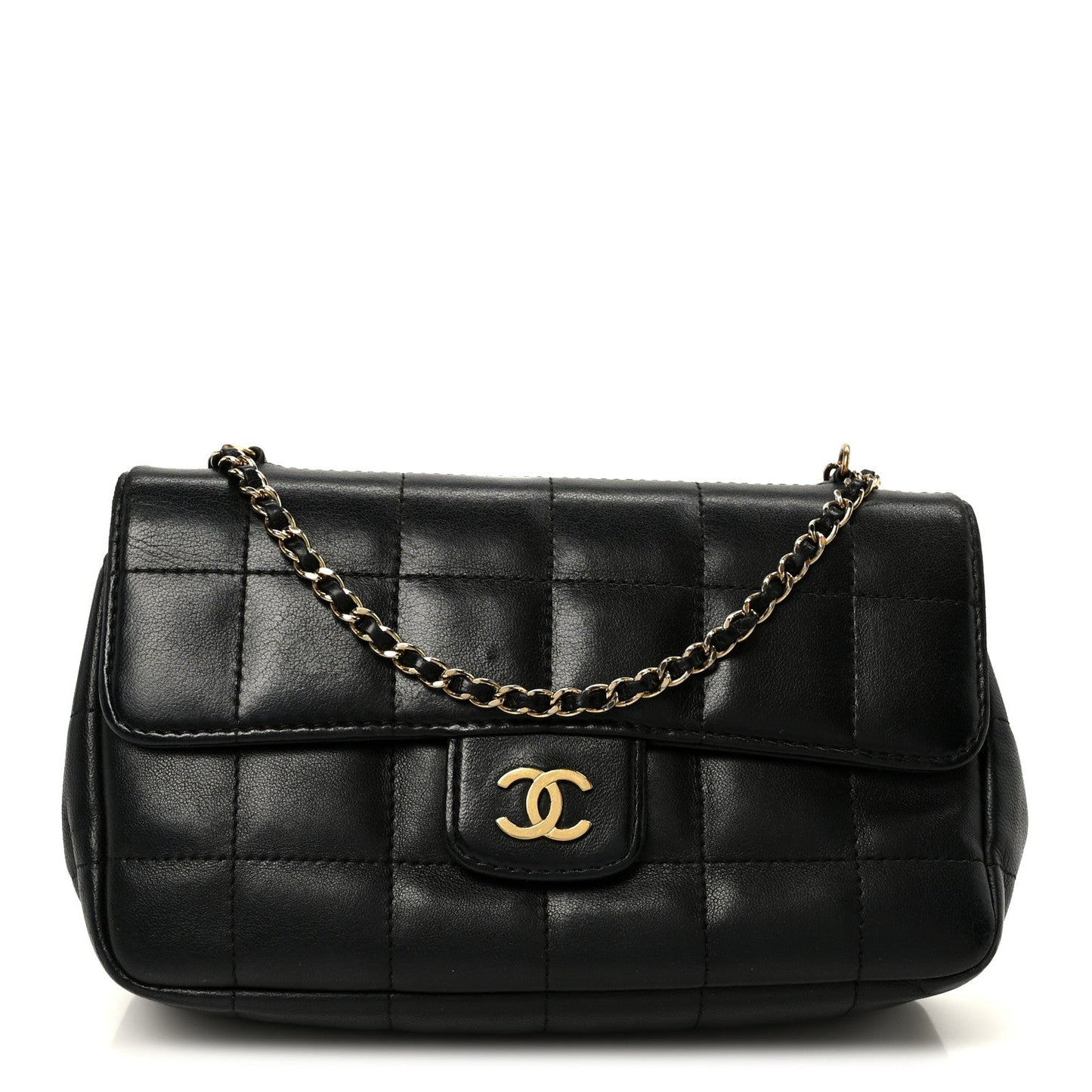 Lambskin Quilted Mini Chocolate Bar Flap Black