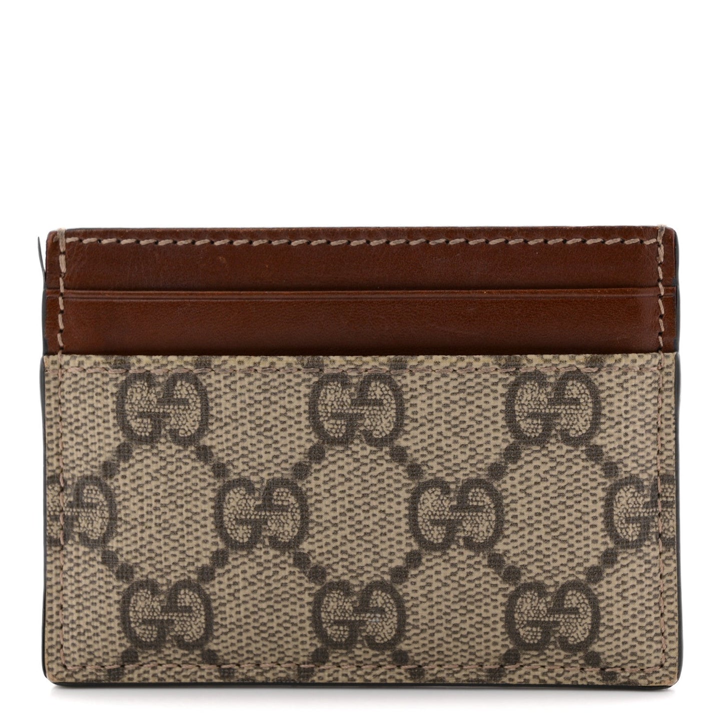 GG Supreme Monogram Calfskin Card Holder Beige Ebony Cuir