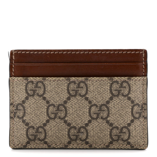 GG Supreme Monogram Calfskin Card Holder Beige Ebony Cuir