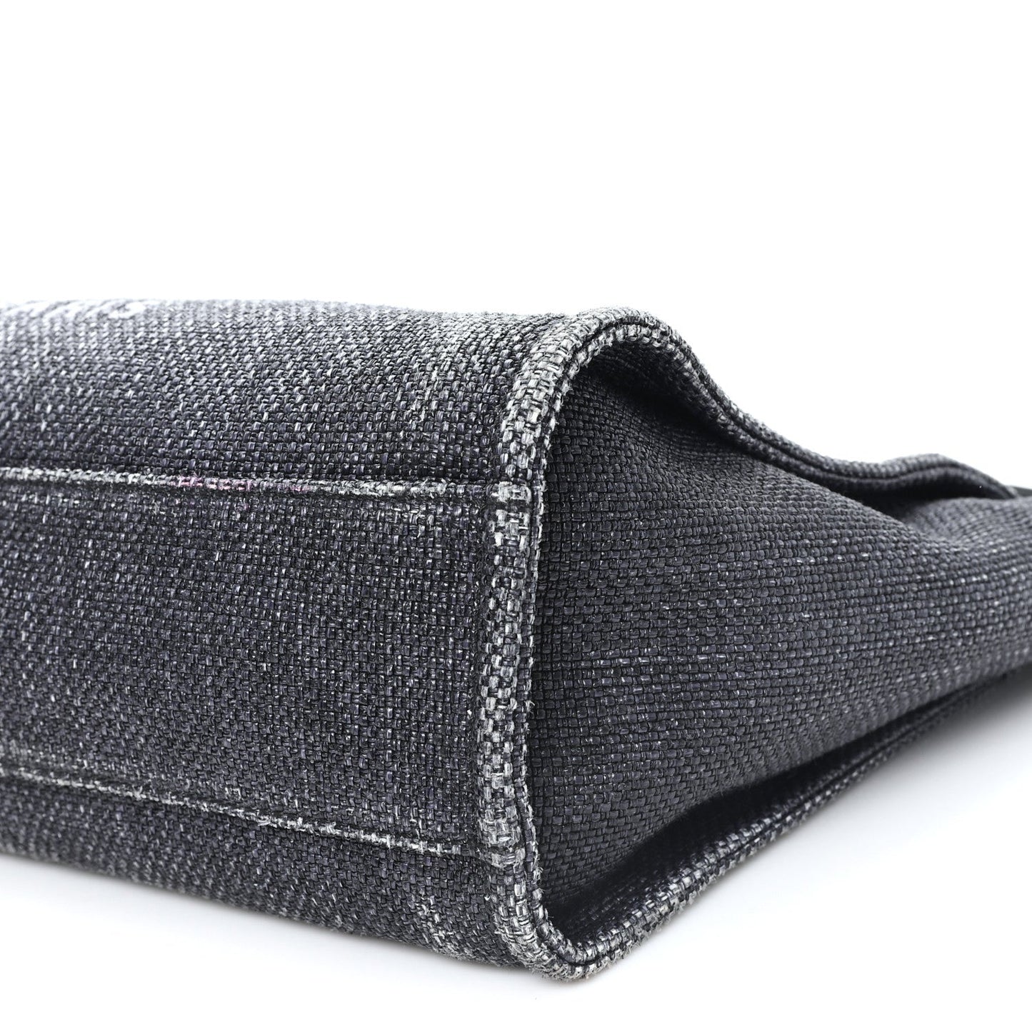 Woven Straw Raffia Small Deauville Tote Charcoal