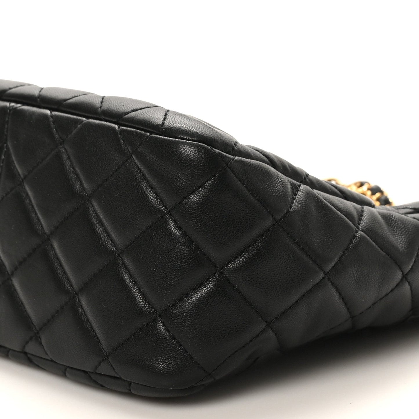 Lambskin Quilted Small Pearl Crush Hobo Black