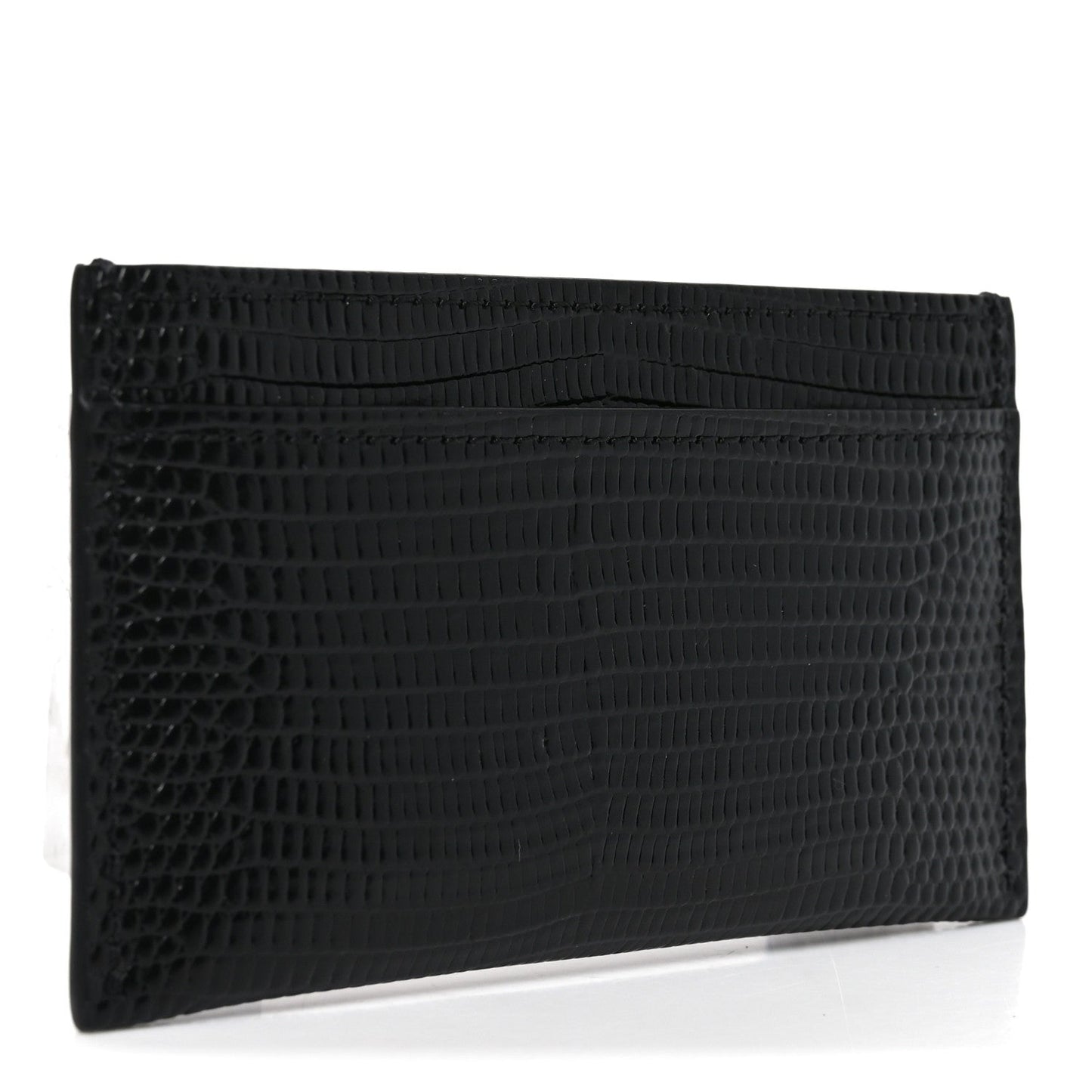 Calfskin Lizard Embossed Card Holder Black