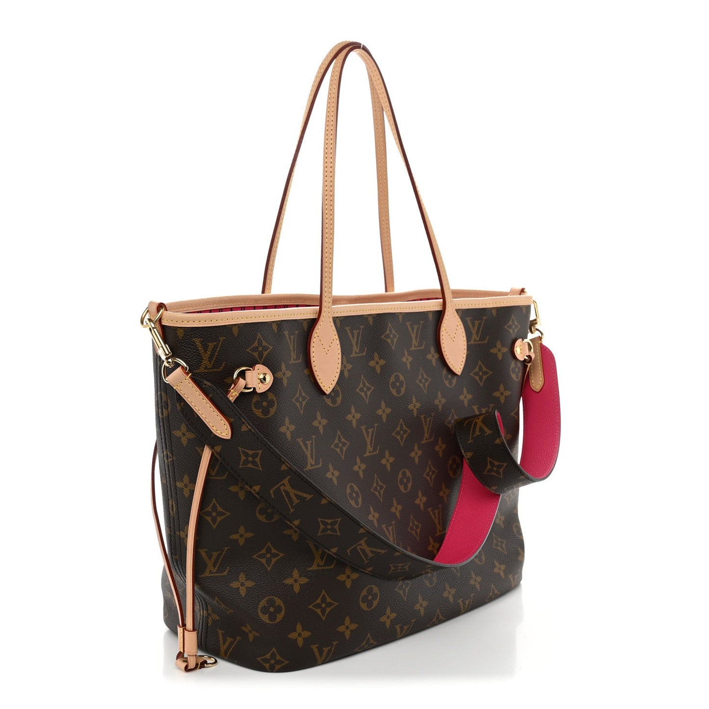 Monogram Inside Out Neverfull Bandouliere MM Rose Pondichery
