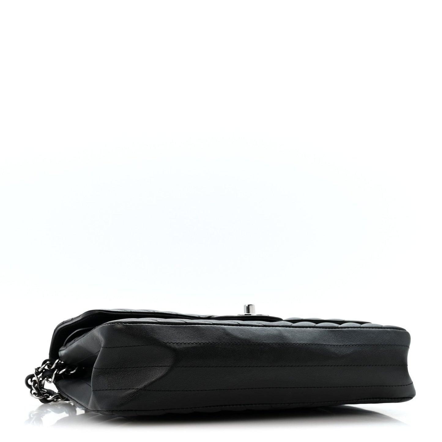 Lambskin Chevron Quilted Medium Double Flap Black