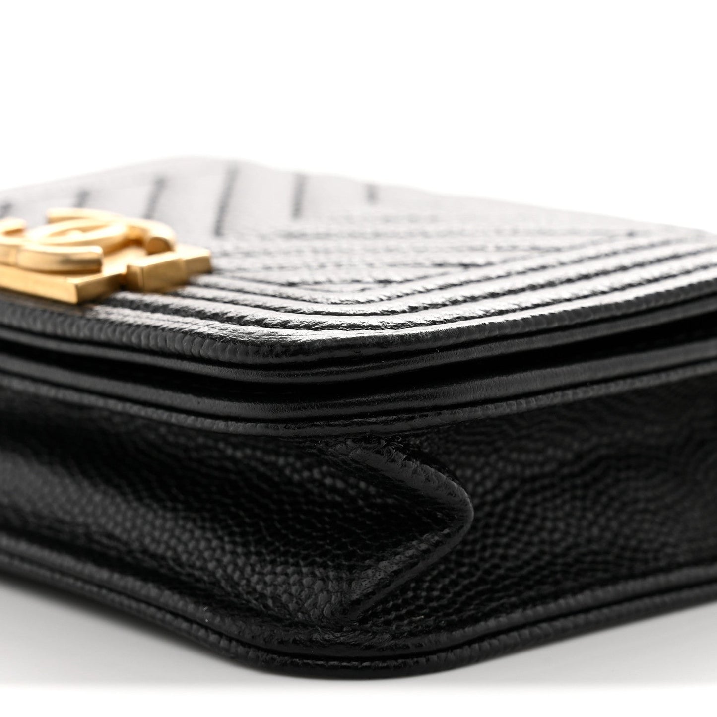 Caviar Chevron Quilted Boy Flap Waist Belt Bag Black