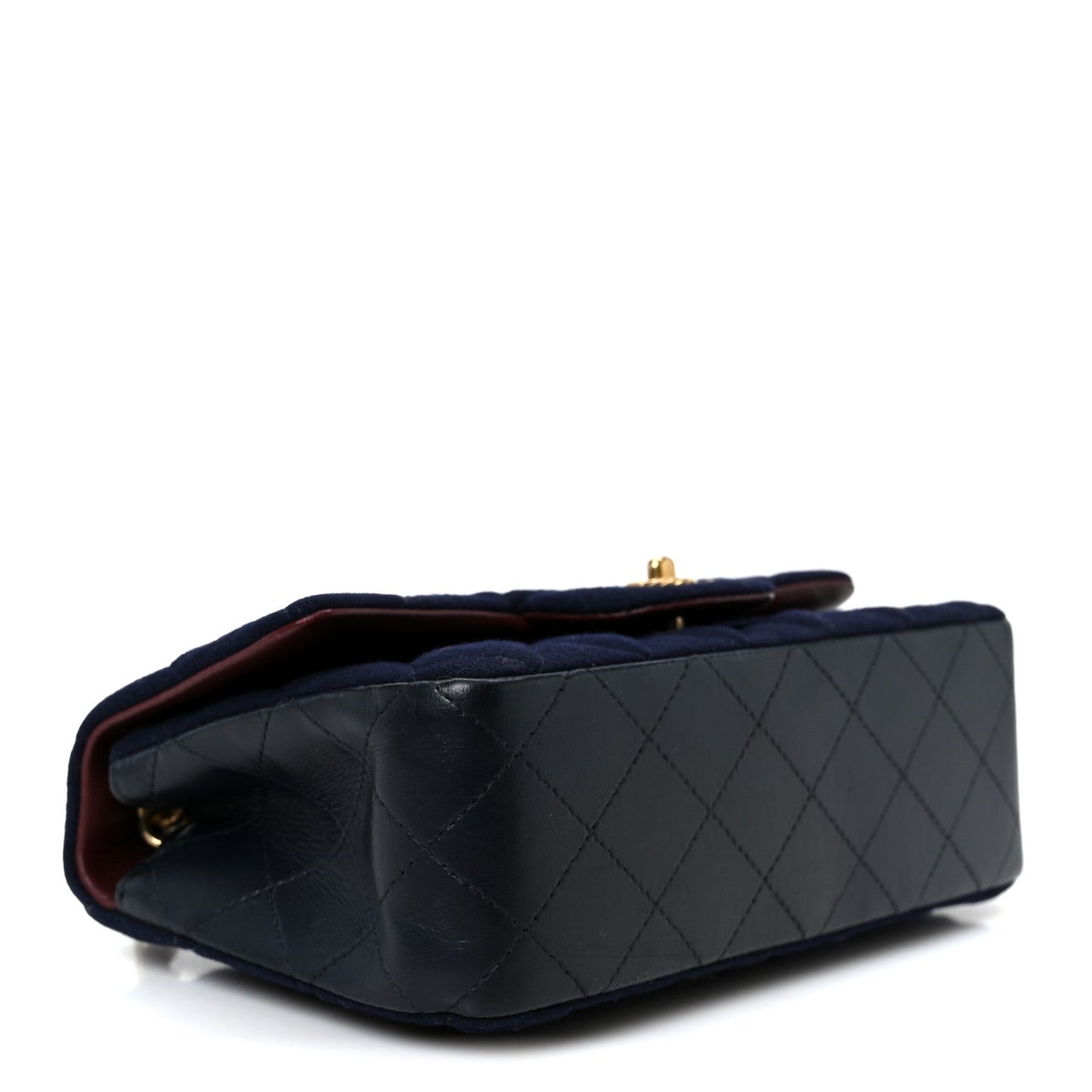 Felt Quilted Paris-Hamburg Charms Mini Rectangular Flap Black Dark Navy