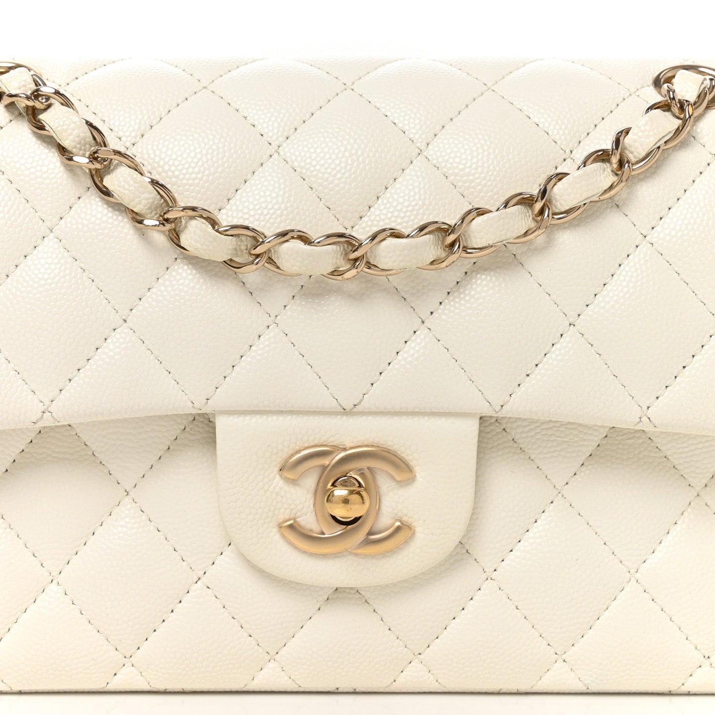 Caviar Quilted Small Double Flap White