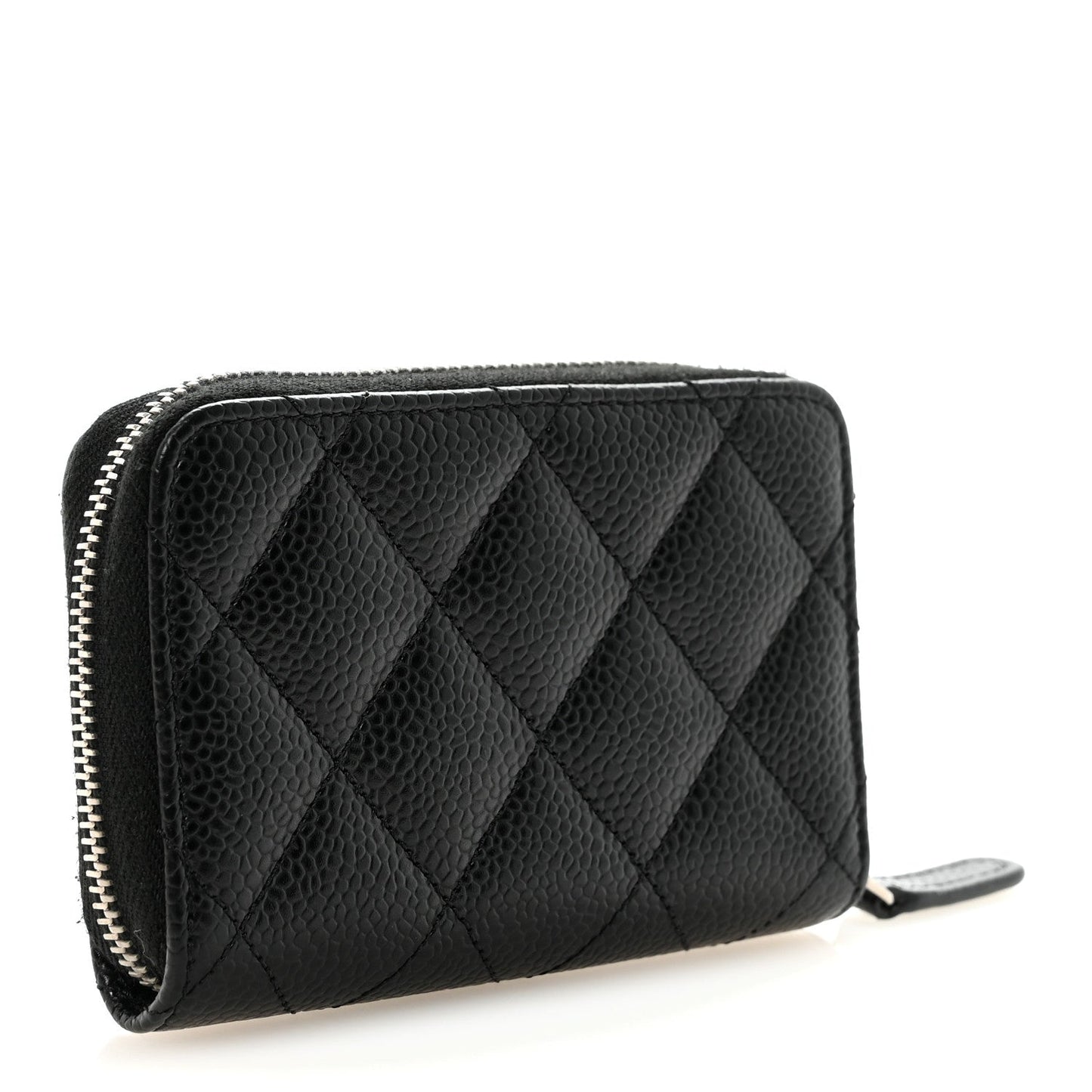 Caviar Quilted Zip Coin Purse Black