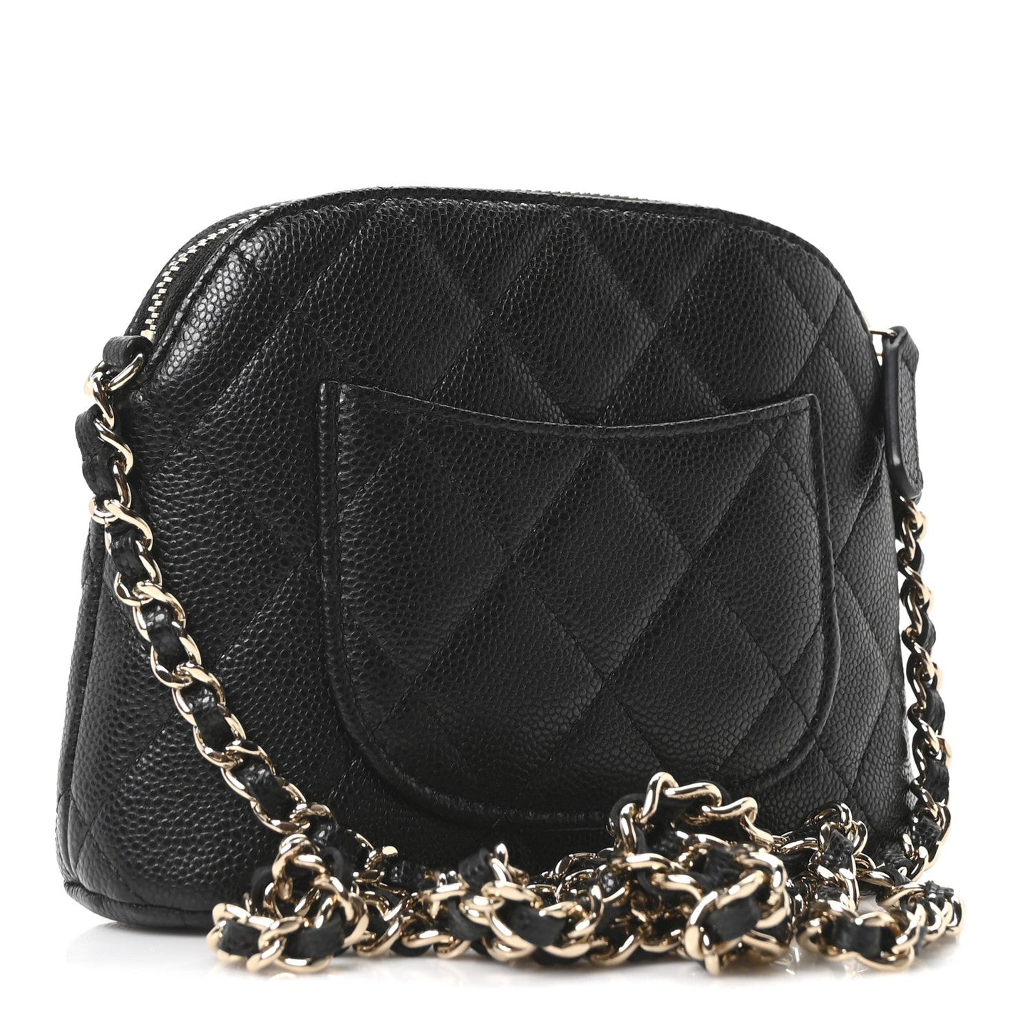 Caviar Quilted Mini Classic Clutch With Chain Black