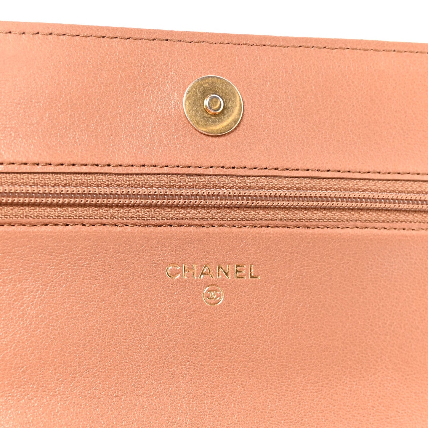 Lambskin Quilted Chanel 19 Wallet On Chain WOC Brown