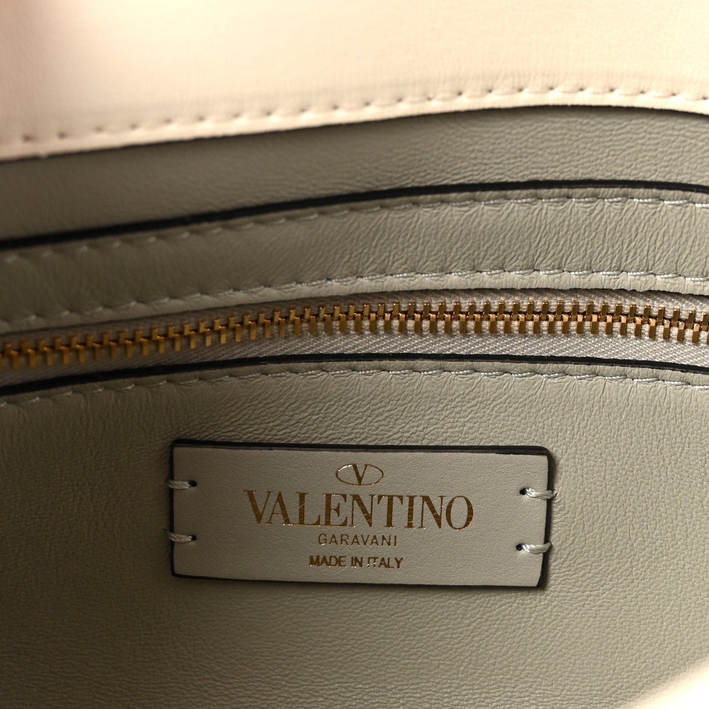 Nappa Enamel Medium Roman Stud Shoulder Bag Ivory
