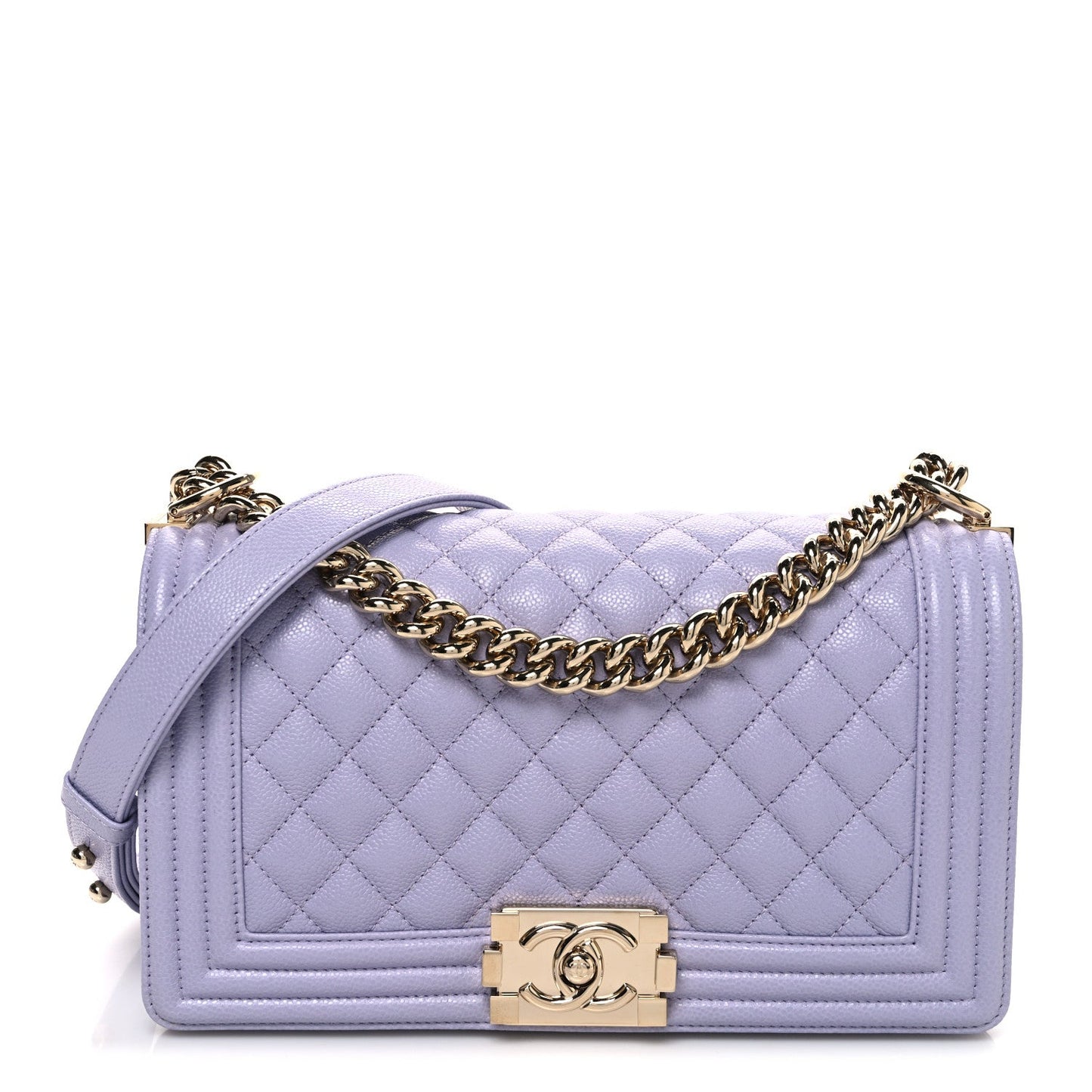 Caviar Quilted Medium Boy Flap Light Purple