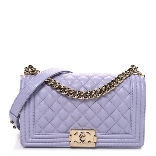 Caviar Quilted Medium Boy Flap Light Purple