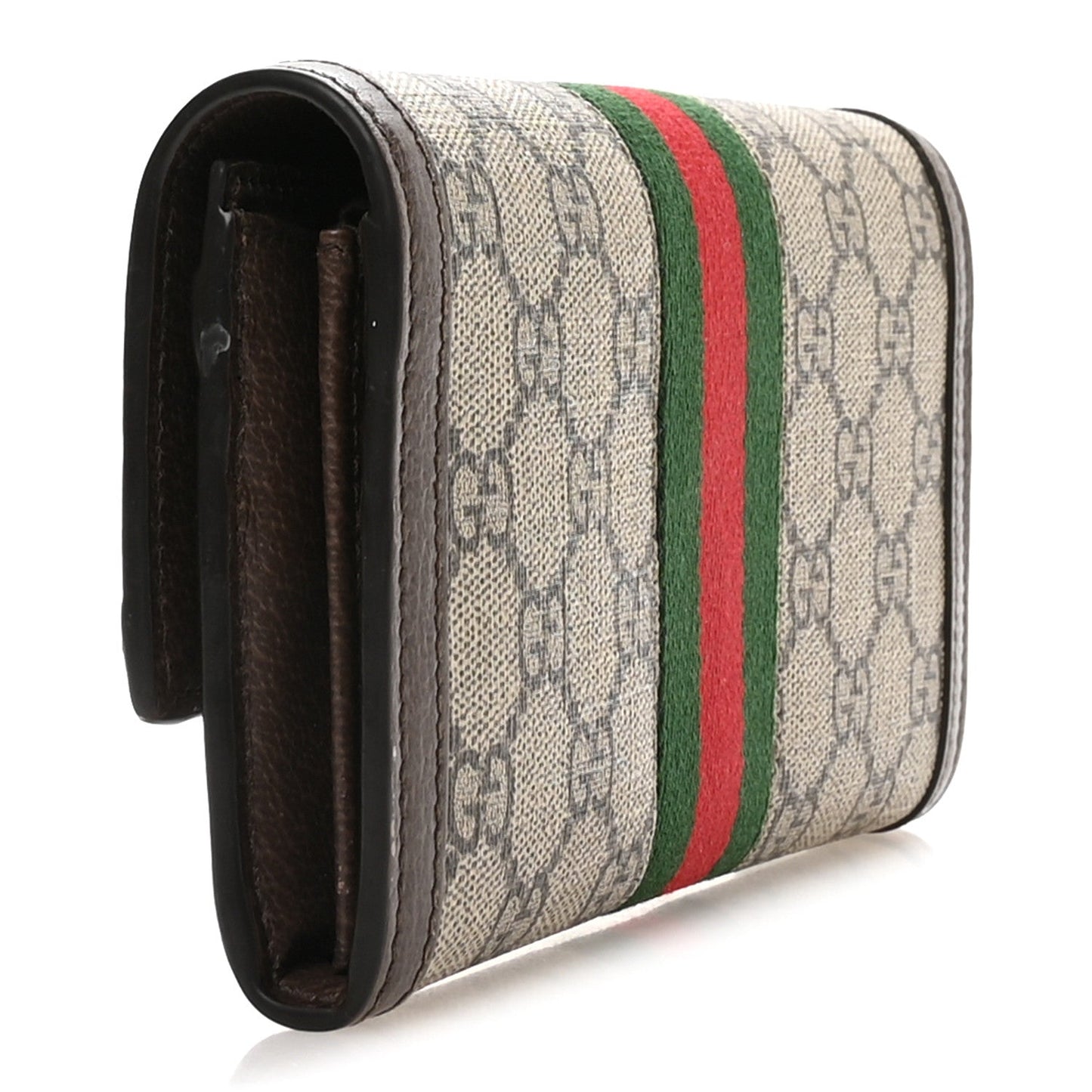 GG Supreme Monogram Web Ophidia Continental Wallet Brown