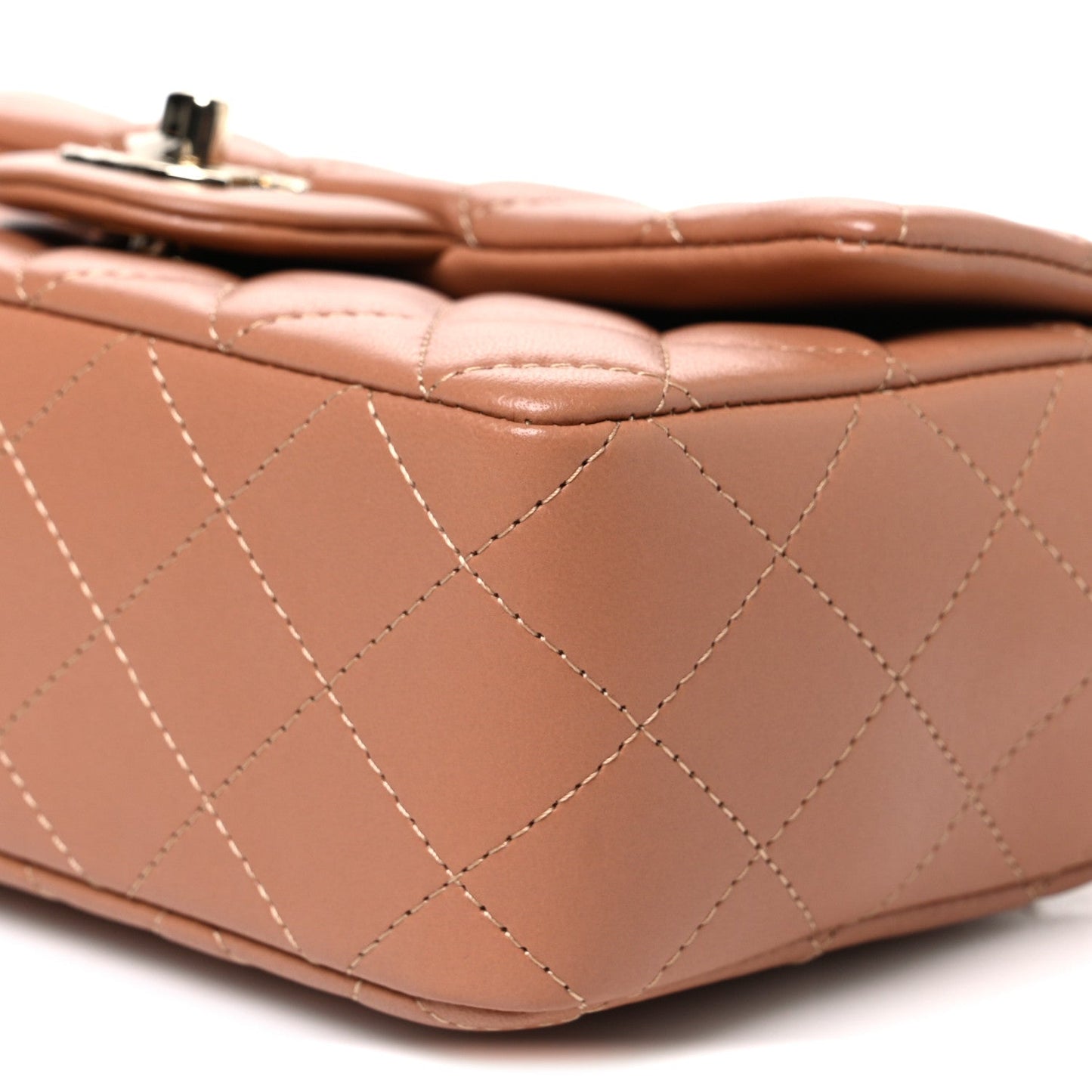 Lambskin Quilted Mini Rectangular Flap Brown