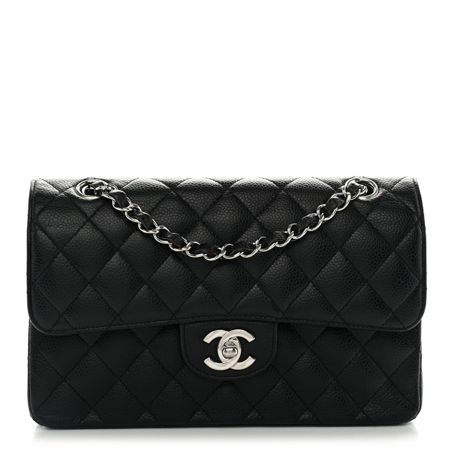 Caviar Quilted Small Double Flap Black