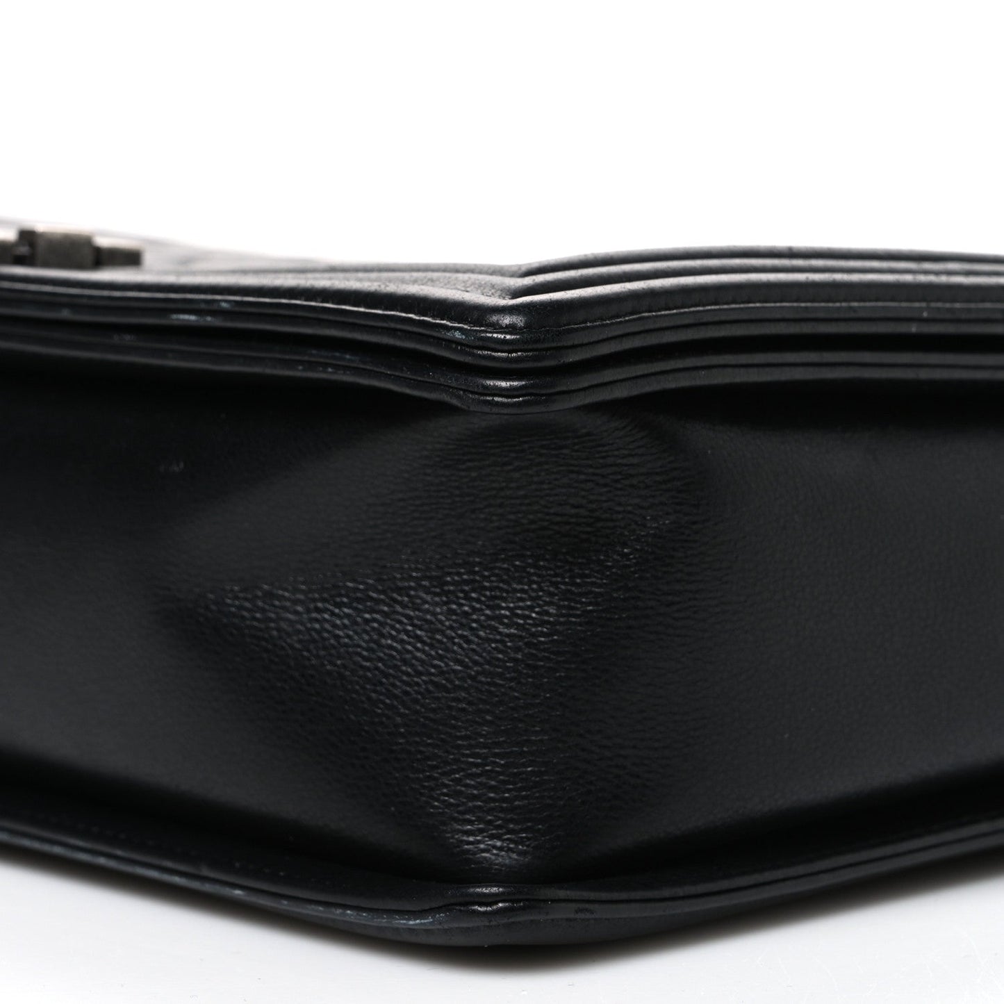 Calfskin Quilted Large Boy Flap Black