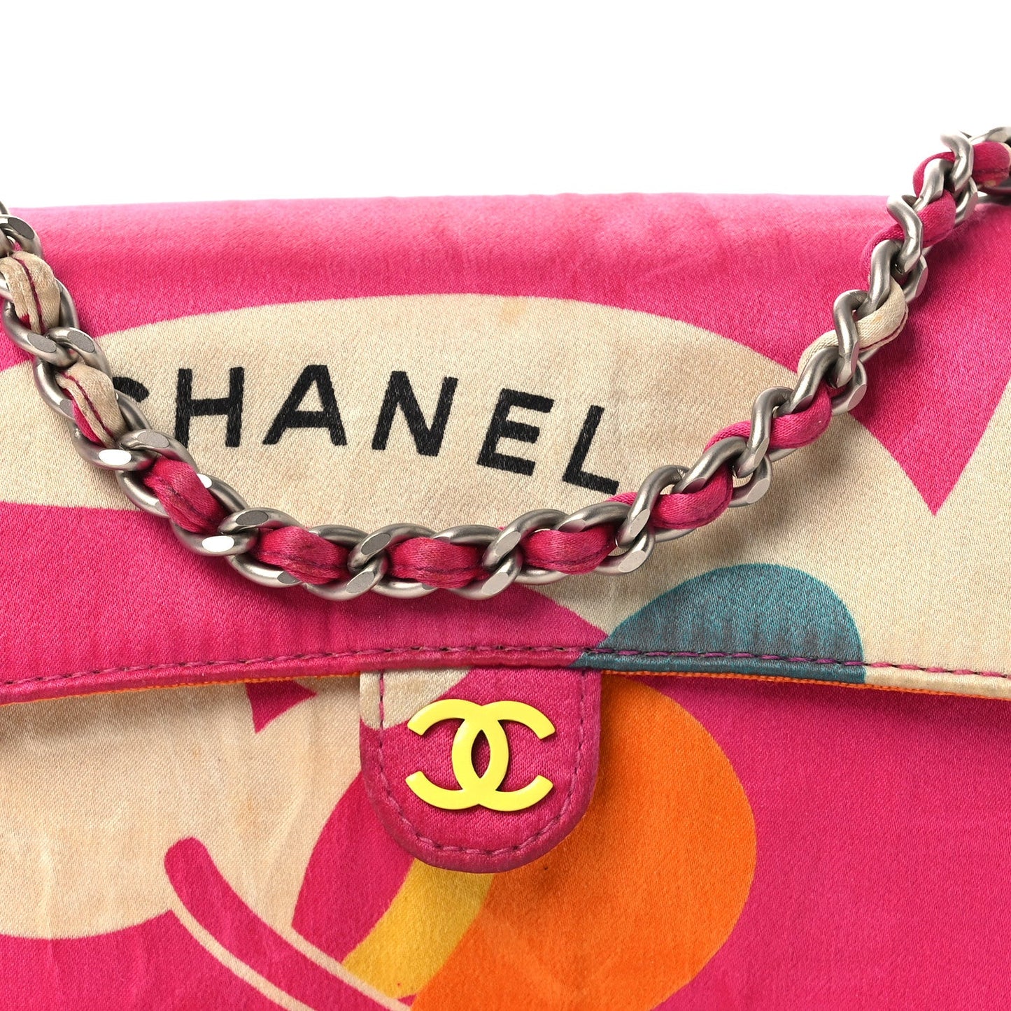 Satin Mini Convertible Flap Pink Multicolor