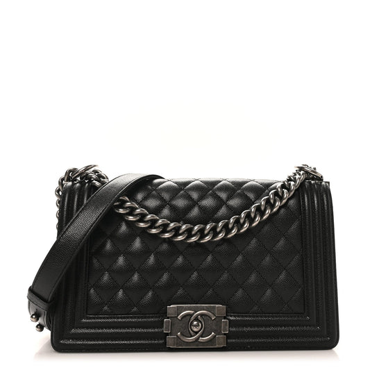 Caviar Quilted Medium Boy Flap Black