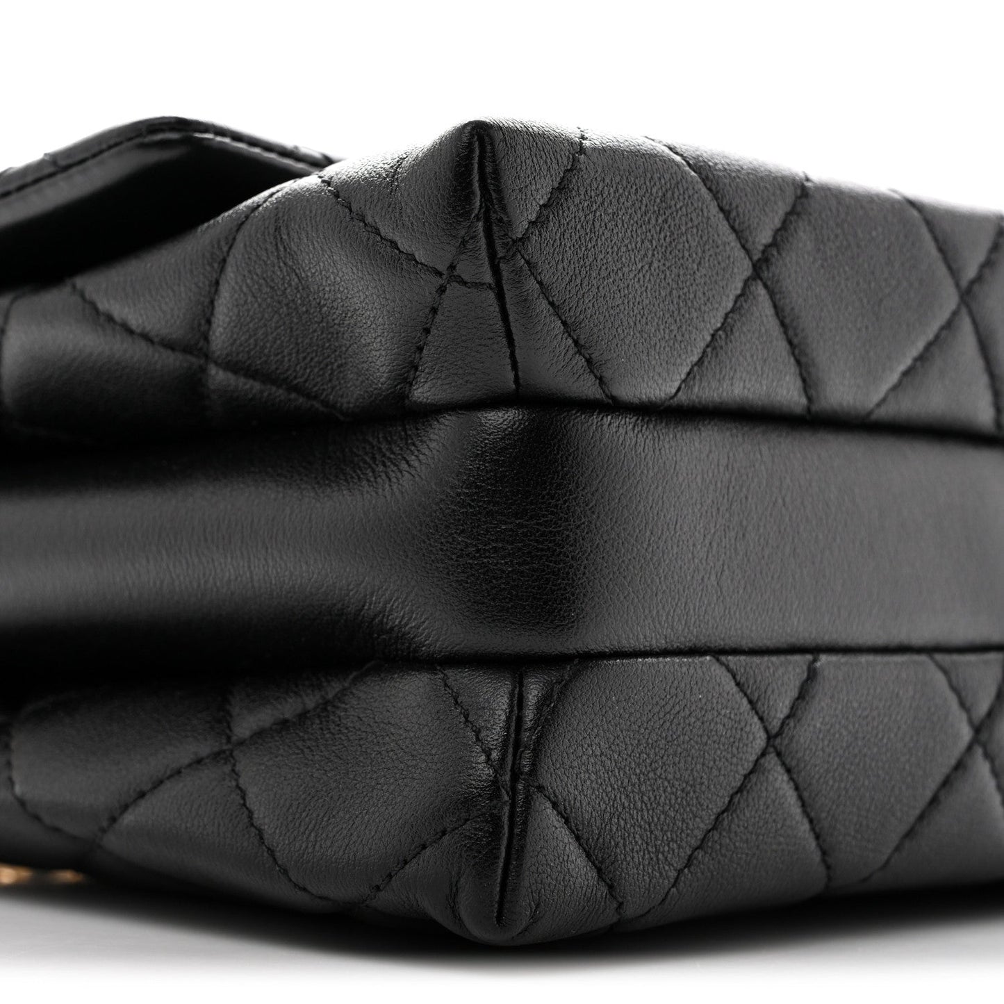Calfskin Quilted Mini Chain Strap Flap Black