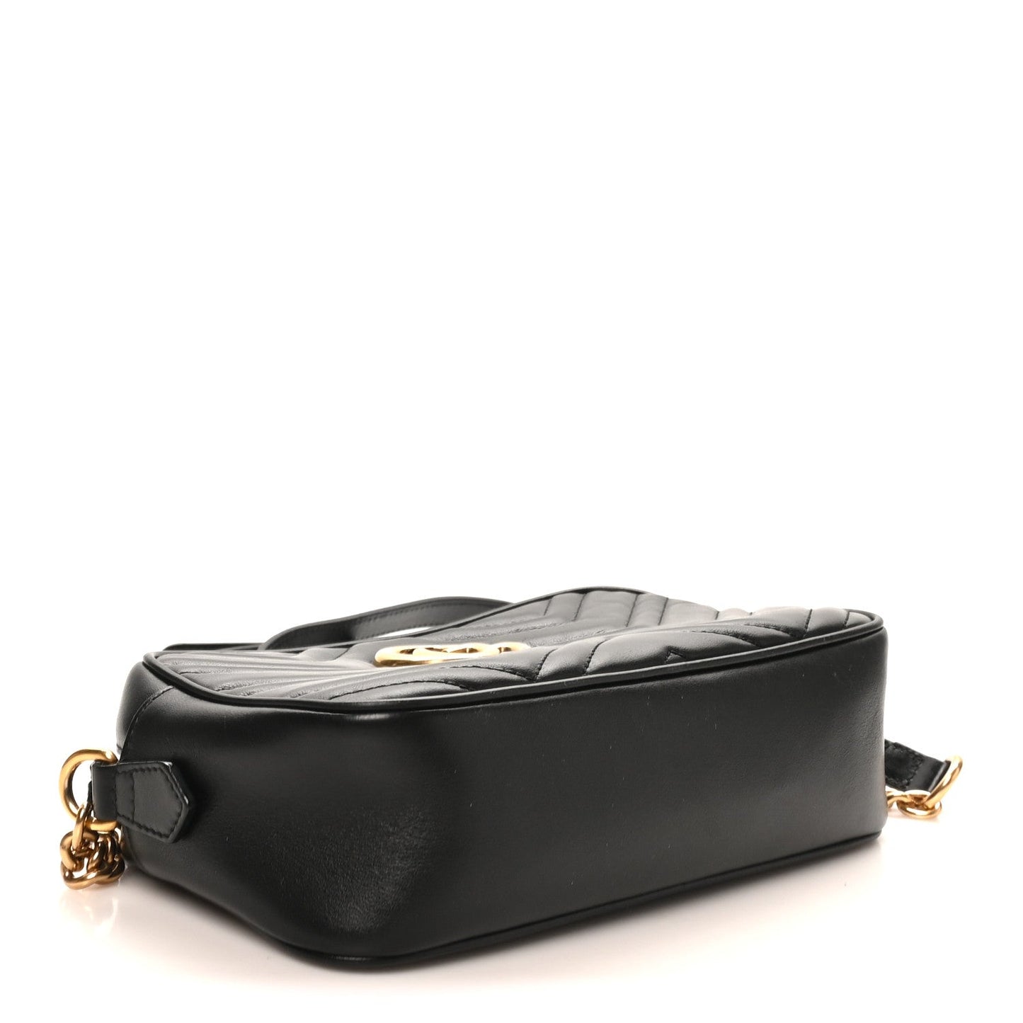 Calfskin Matelasse Small GG Marmont Chain Shoulder Bag Black
