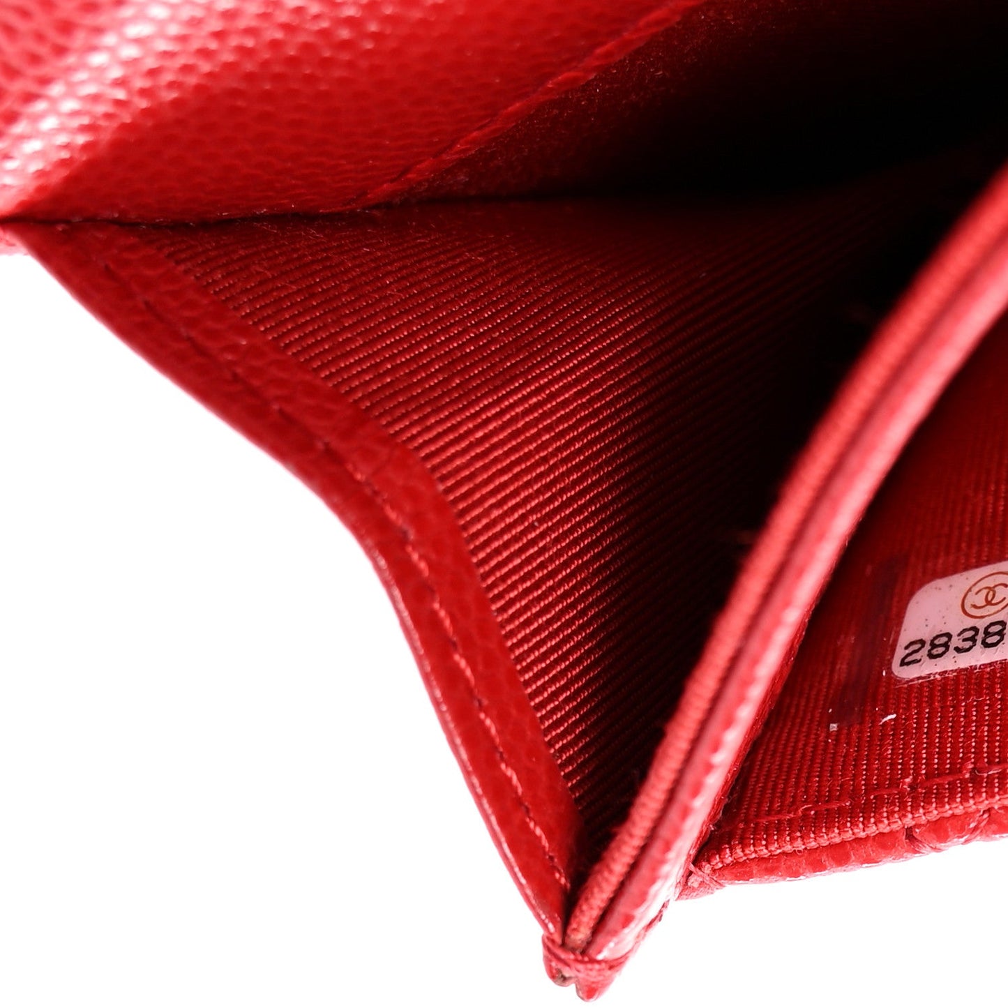 Caviar Quilted Flap Card Holder Wallet Red