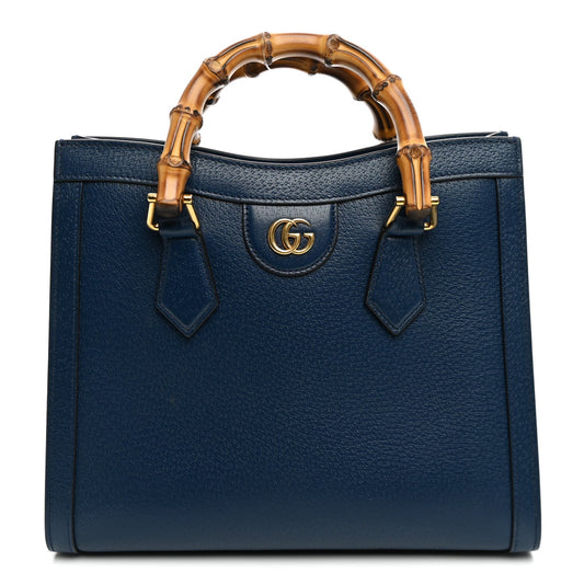 Textured Dollar Calfskin Web Small Diana Tote Bag Royal Crop
