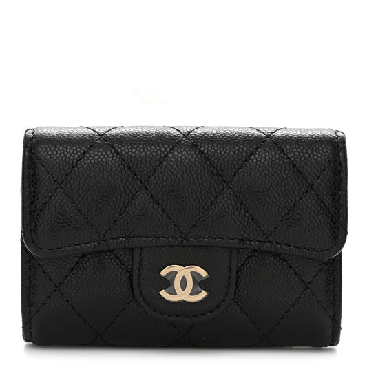 Caviar Quilted Classic 4 Key Holder Wallet Black