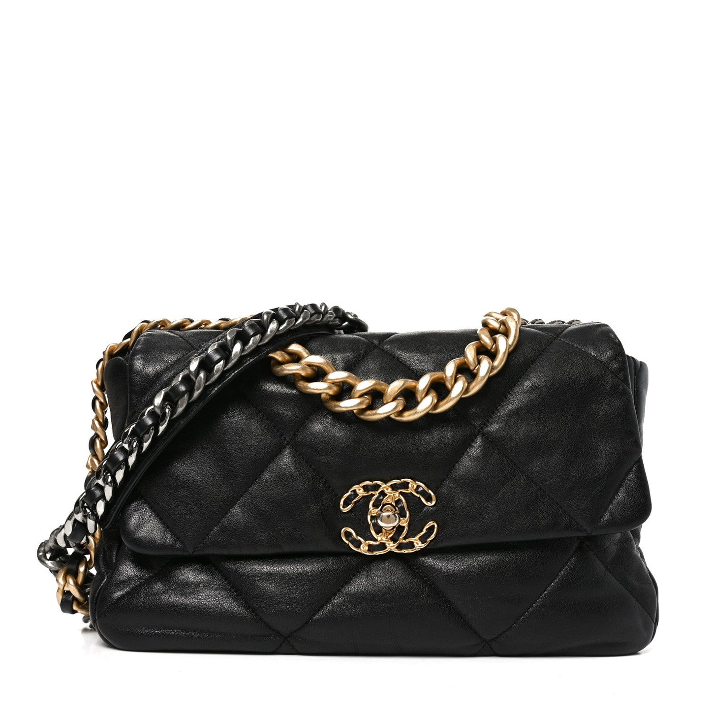 Goatskin Quilted Large Chanel 19 Flap Black