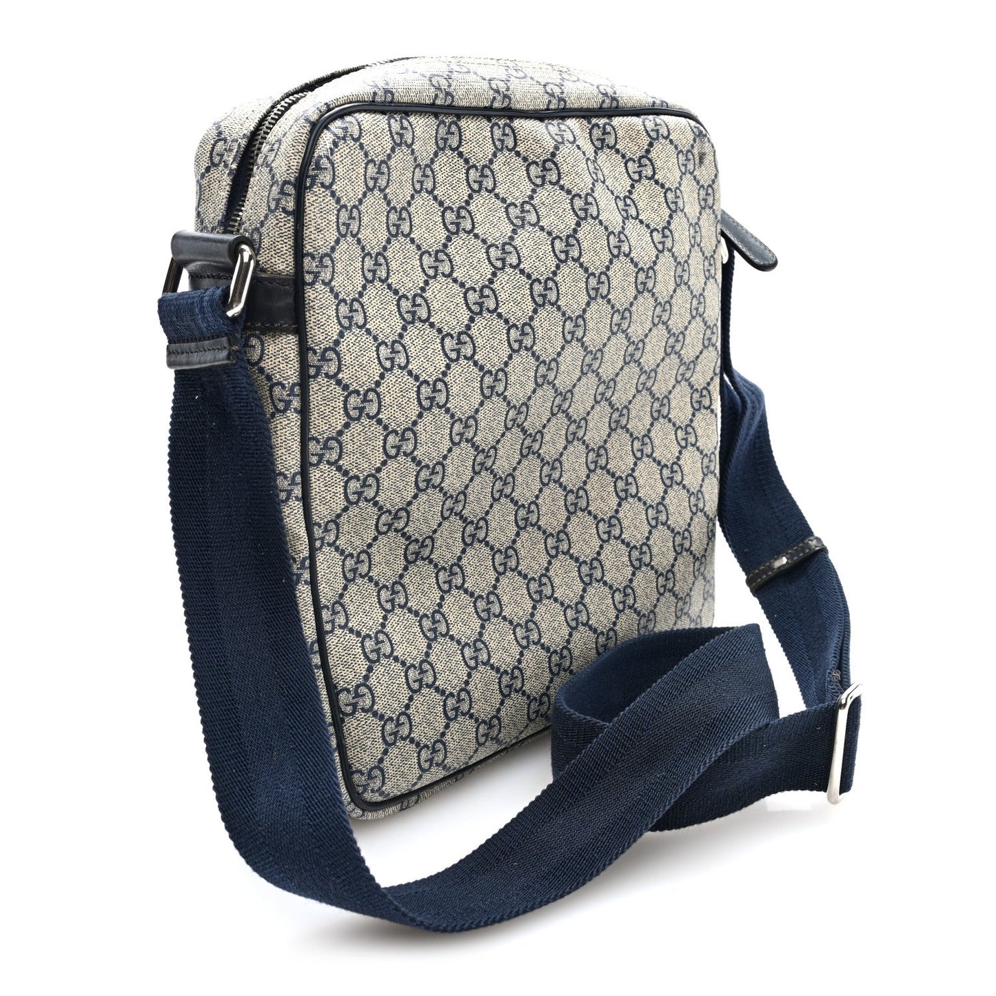 GG Plus Monogram Selleria Calfskin Medium Messenger Bag Beige Blue