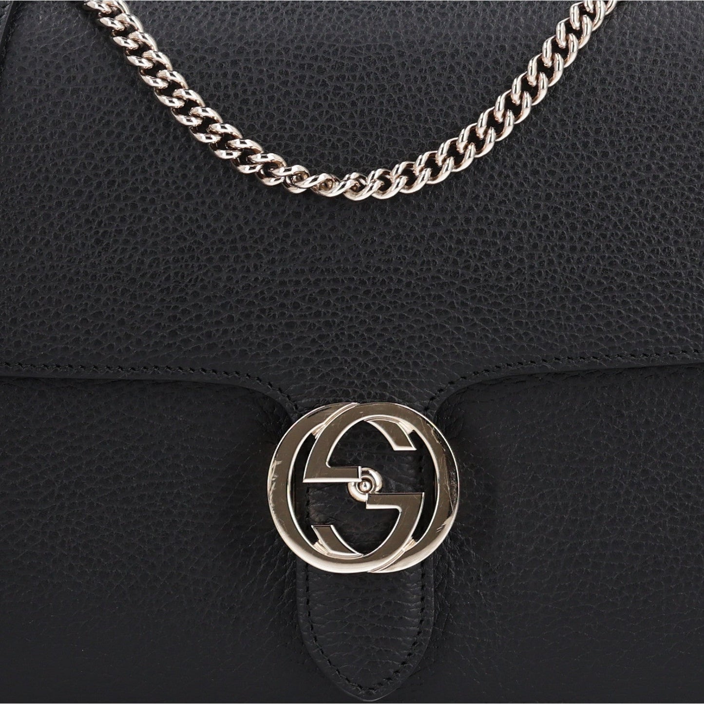 Dollar Calfskin Interlocking G Shoulder Bag Black